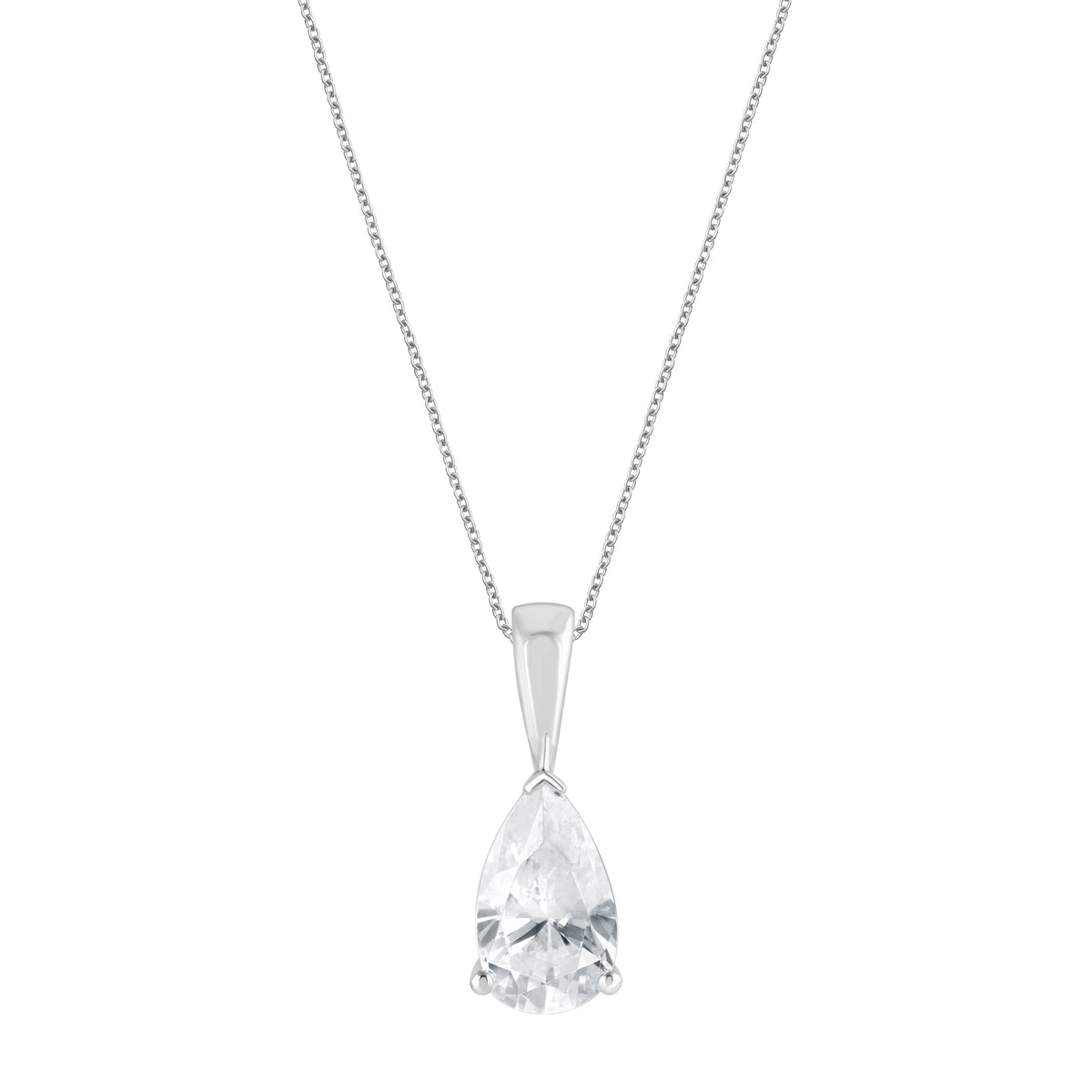 1 Carat Lab Grown Solitaire Pear Cut Diamond Pendant Necklace