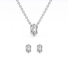 0.50 Carat Lab Grown Emerald Cut Diamond Necklace Set In Sterling Silver