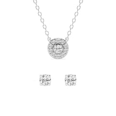 0.33 Carat Lab Grown Round Diamond Halo Necklace Set