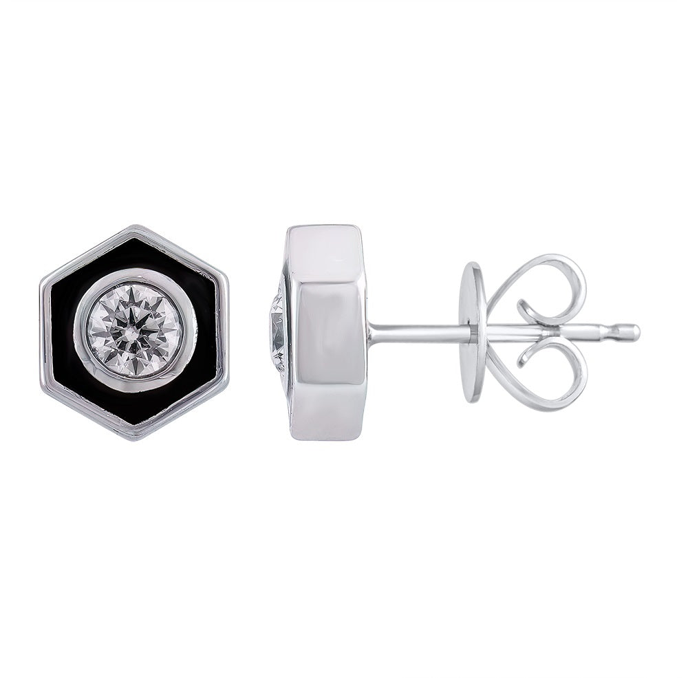 0.50 Carat Hexagon Lab Grown Diamond Stud Earrings