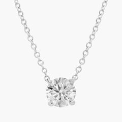 0.50 And 1 Carat Round Lab Grown Solitaire Diamond Pendant Necklace In Sterling Silver