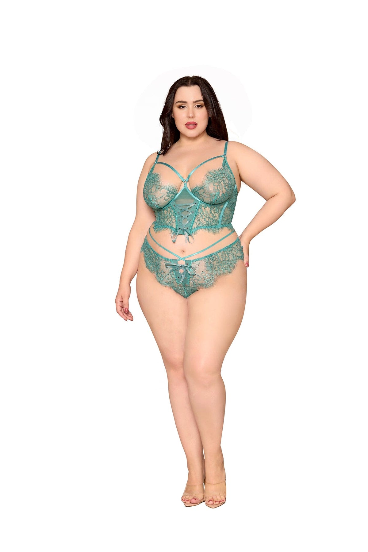 Dreamgirl Cropped Bustier And Thong Set