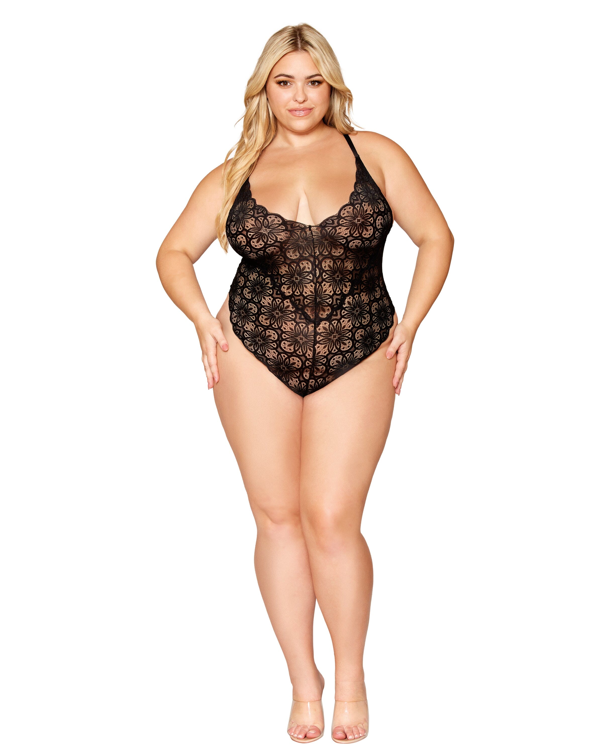 Dreamgirl Mosaic Lace Teddy And Skirt Set