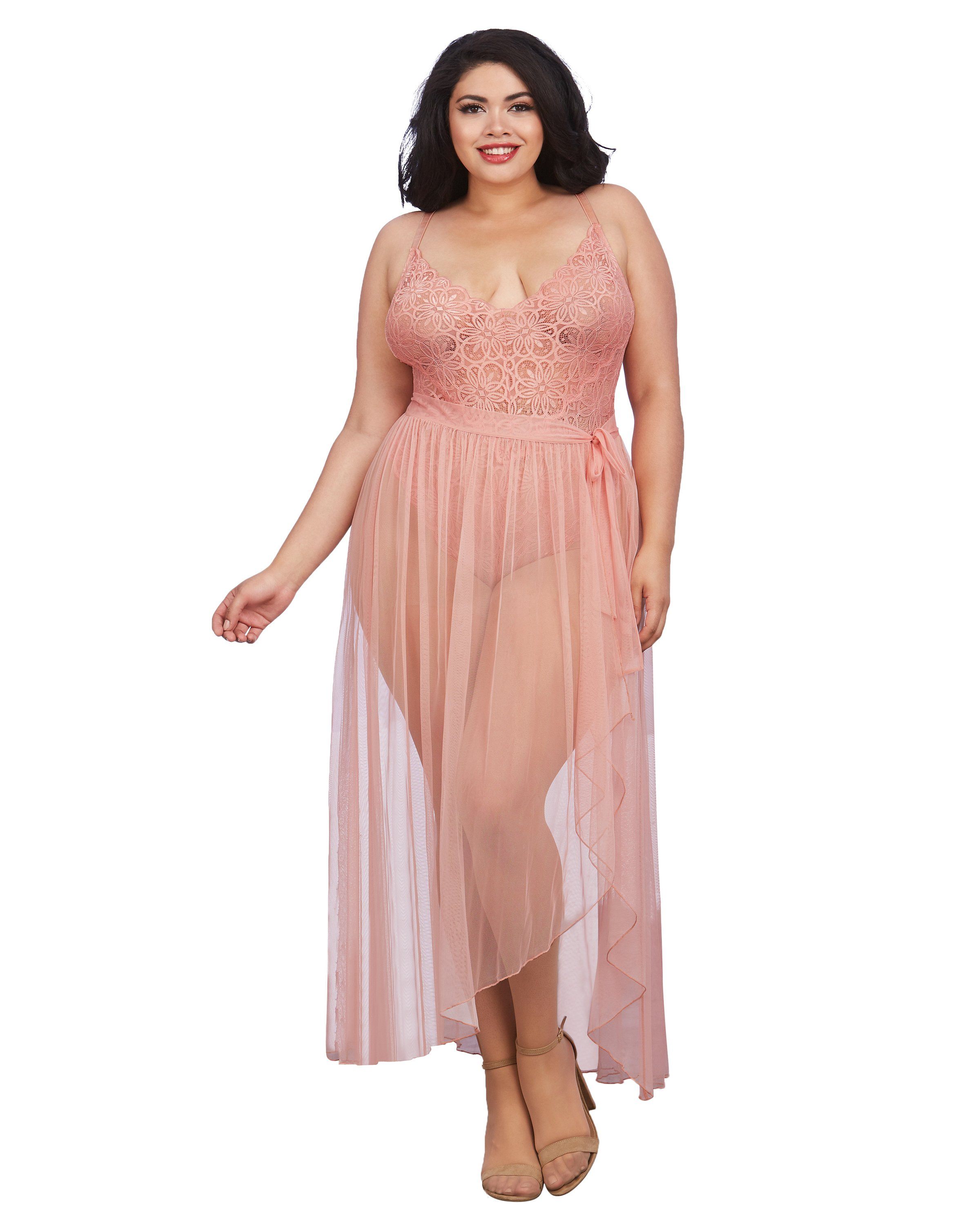 Dreamgirl Mosaic Lace Teddy And Skirt Set