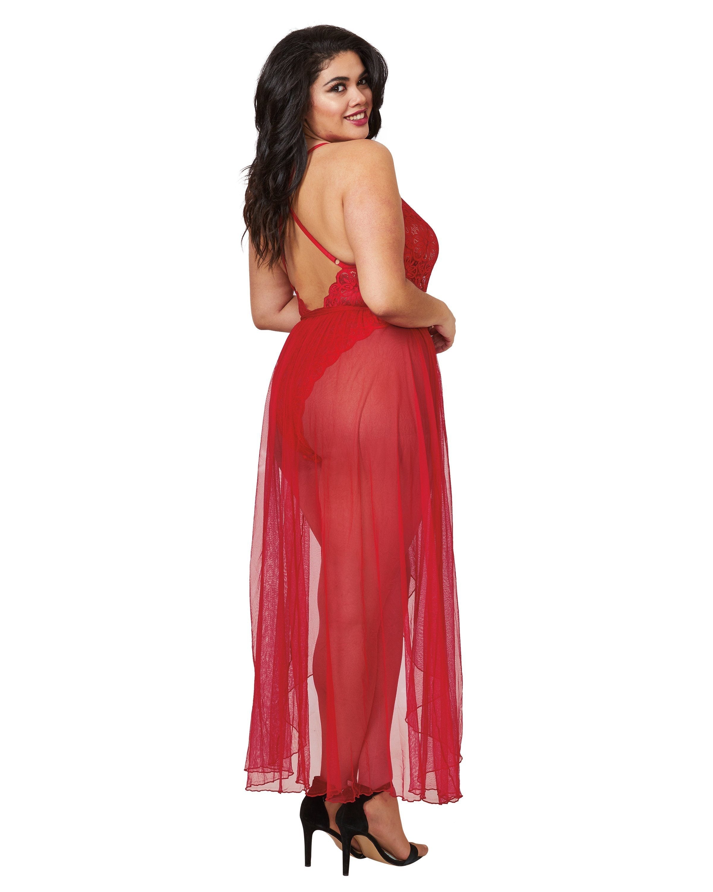 Dreamgirl Mosaic Lace Teddy And Skirt Set
