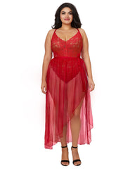 Dreamgirl Plus Size Lace Teddy And Maxi Skirt Set