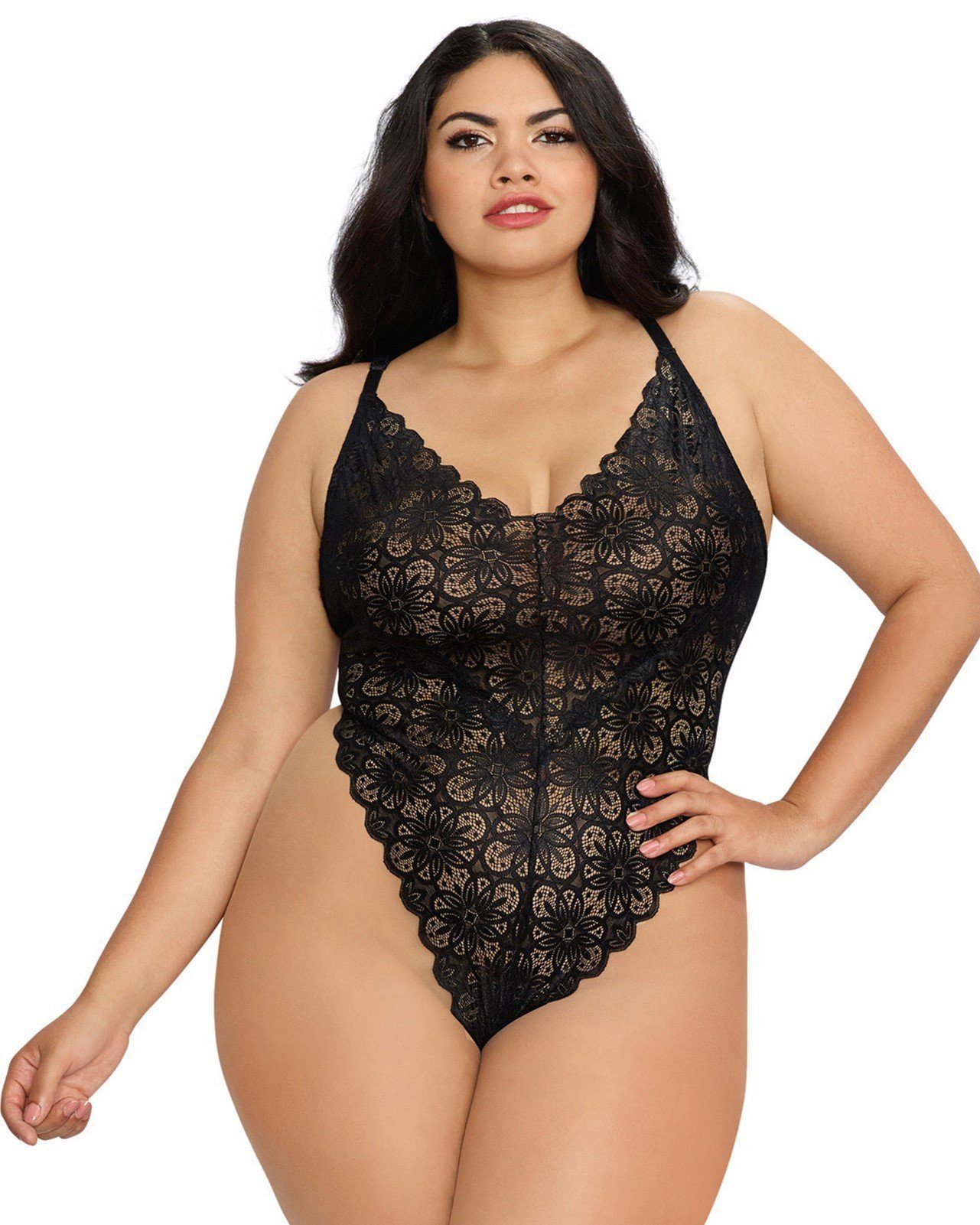 Dreamgirl Plus Size Lace Teddy And Skirt Set